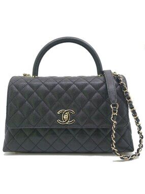 Chanel Large Top Handle Flap Bag Grain Calfskin BK